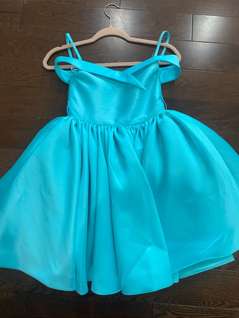 Girls' Turquoise Party Dress - Sleeveless Satin Fit & Flare pageant wear